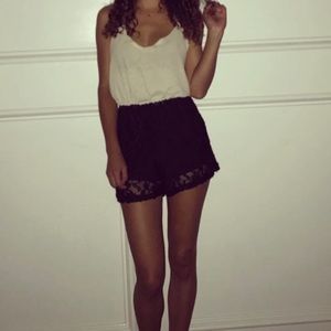 Cream and black sexy romper